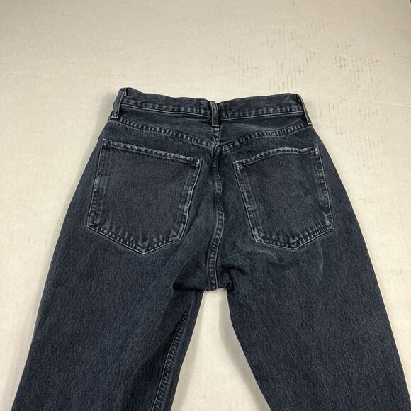 Agolde Womens Cropped Riley Jeans Blue Frayed Hem High Rise Button Up Size 25 - Picture 12 of 13